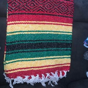 Red, green, yellow Mexican blanket